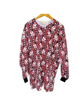 Tafford Christmas Snowman & Trees Long Sleeve Red Scrub Jacket Women's Size XL